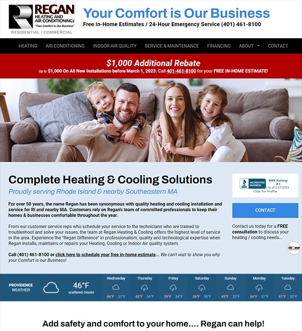 Website Design Regan Heating & Cooling