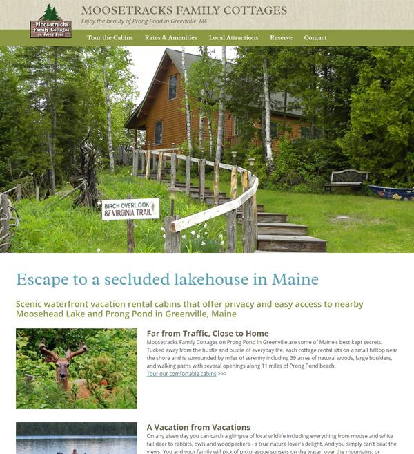 Website Design Moosetracks Cottages