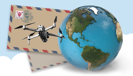 a drone flying over the earth