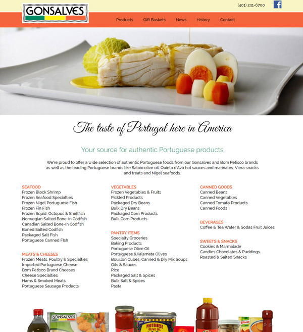 Website Design Gonsalves Foods