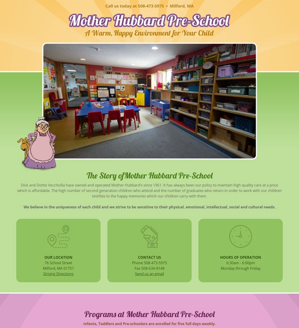 Website Design Mother Hubbard Preschool